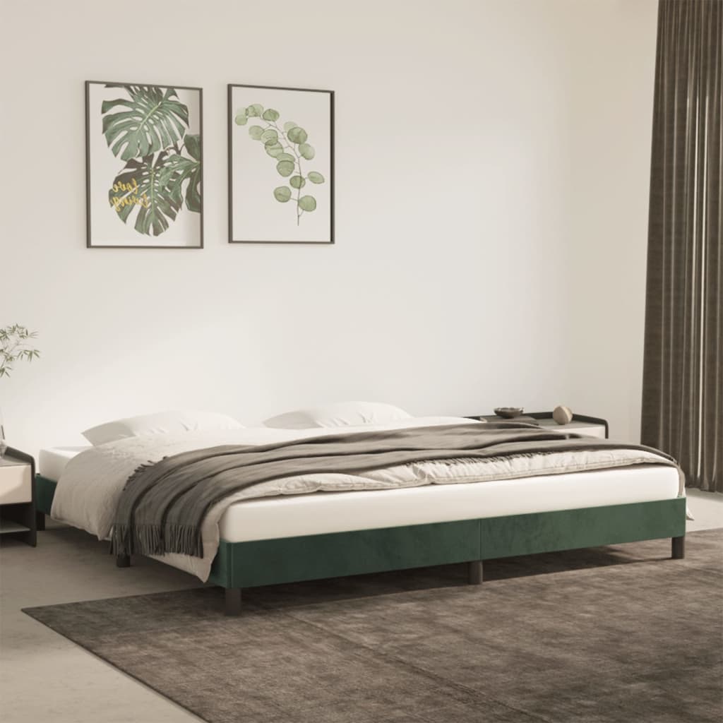 Giroletto senza Materasso Verde Scuro 200x200 cm in Velluto - homemem39