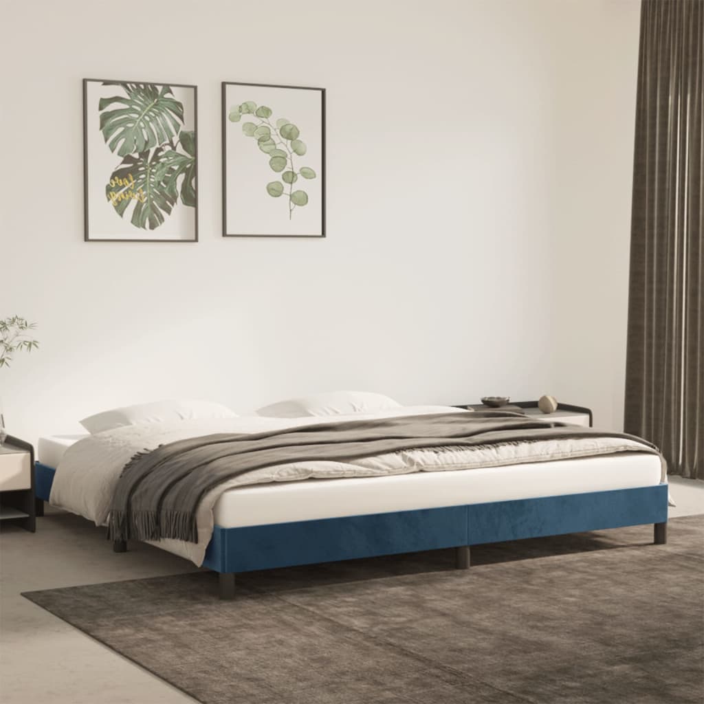 Giroletto senza Materasso Blu Scuro 200x200 cm in Velluto - homemem39