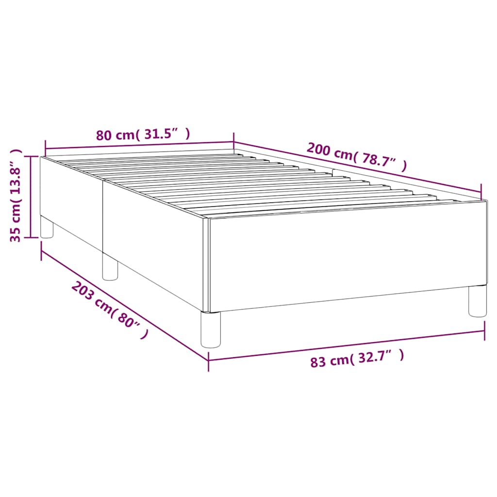 Giroletto senza Materasso Grigio Scuro 80x200 cm Tessuto