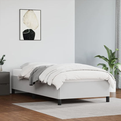 White bed frame 100x200 cm in imitation leather