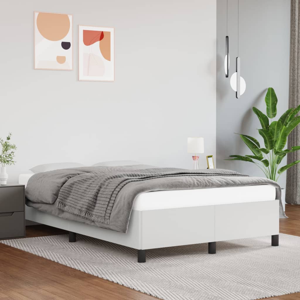 White bed frame 120x200 cm in imitation leather