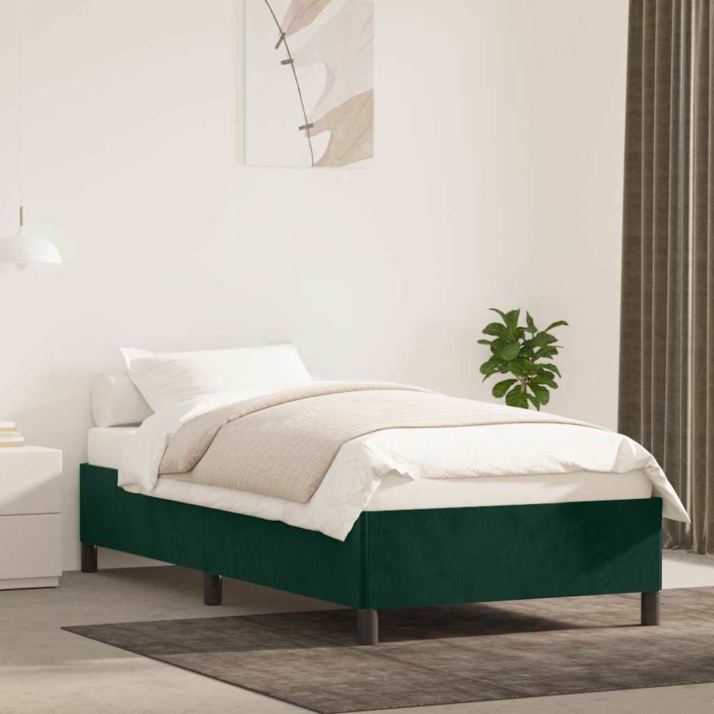 Giroletto senza Materasso Verde Scuro 90x190 cm in Velluto