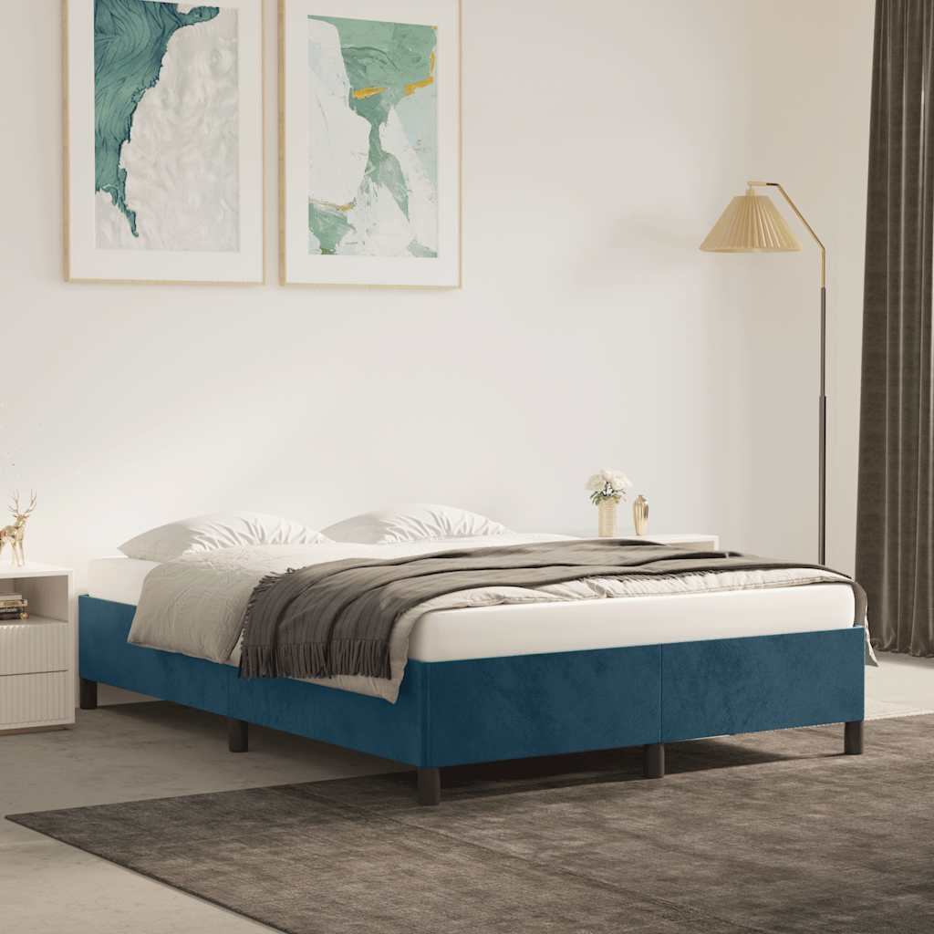Giroletto senza Materasso Blu Scuro 140x190 cm in Velluto