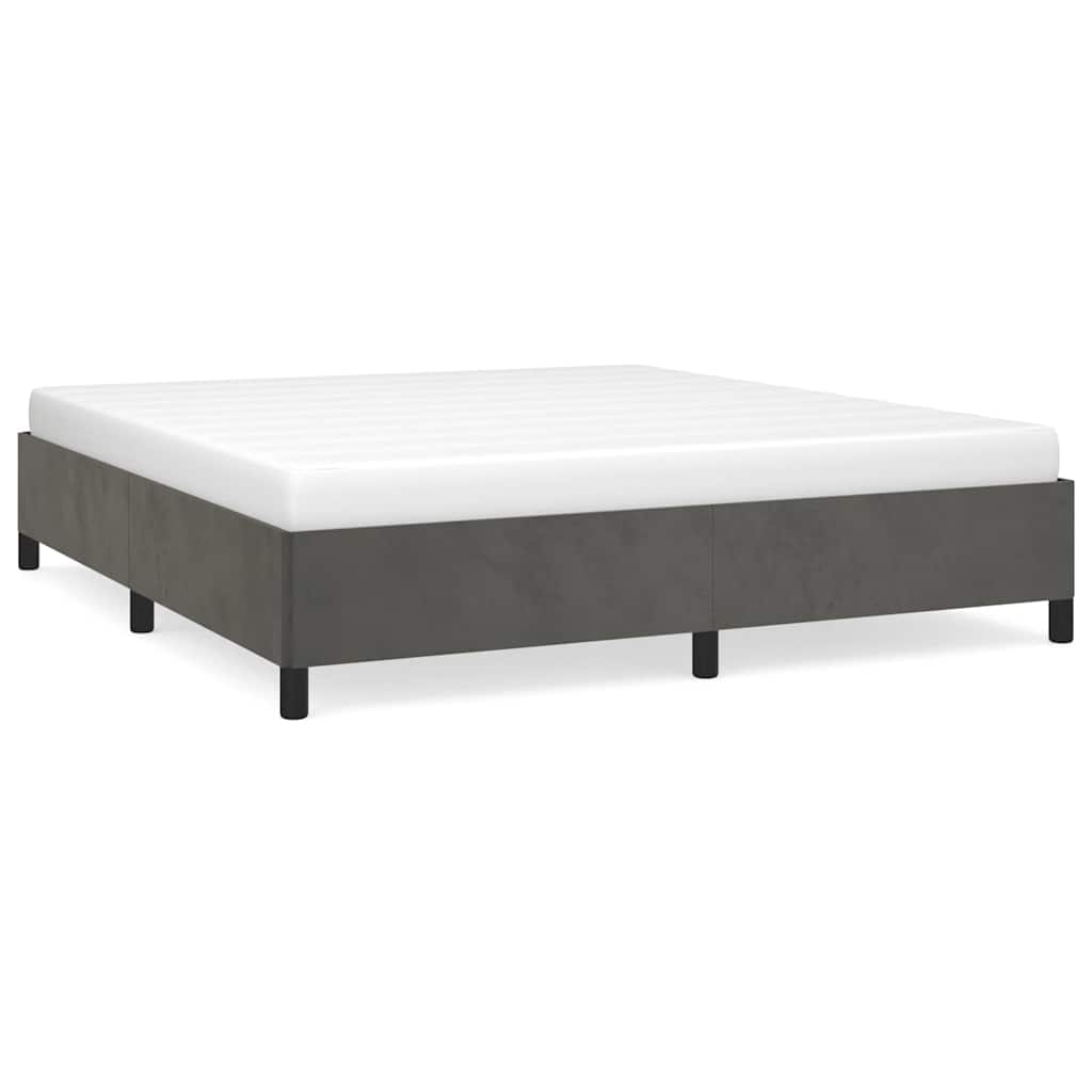 Giroletto senza Materasso Grigio Scuro 160x200 cm Velluto