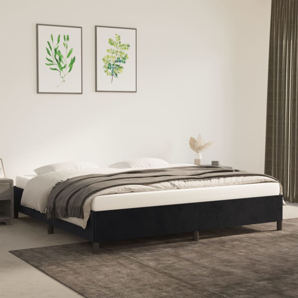 Giroletto senza Materasso Nero 200x200 cm in Velluto | homemem39