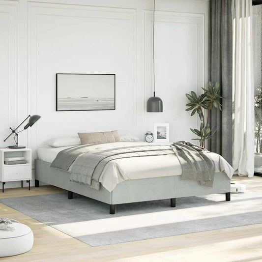 Struttura letto senza Materasso Grigio Chiaro 137x190 cm Velluto integrale | homemem39
