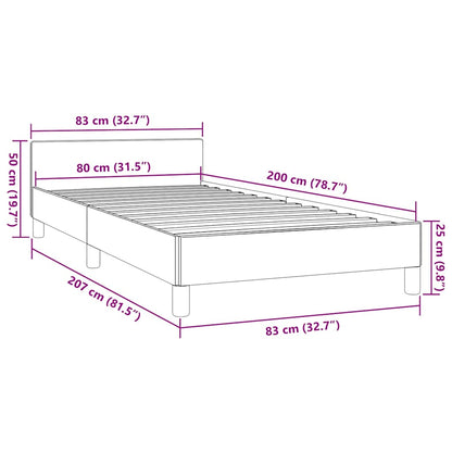 Giroletto con Testiera senza Materasso Tortora 80x200cm Tessuto