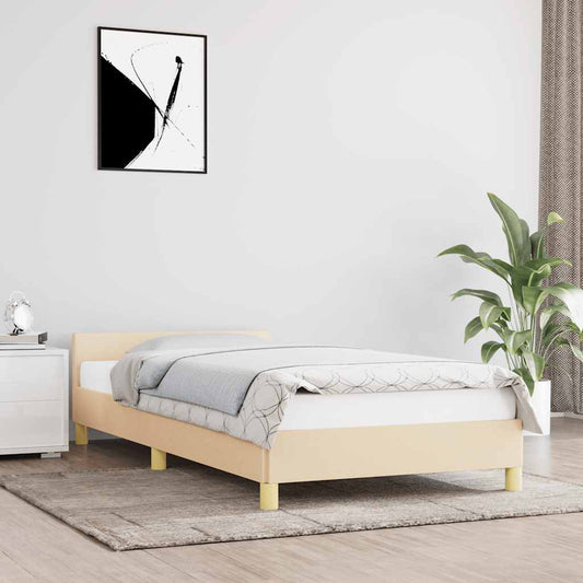 Giroletto con Testiera senza Materasso Crema 80x200 cm Tessuto