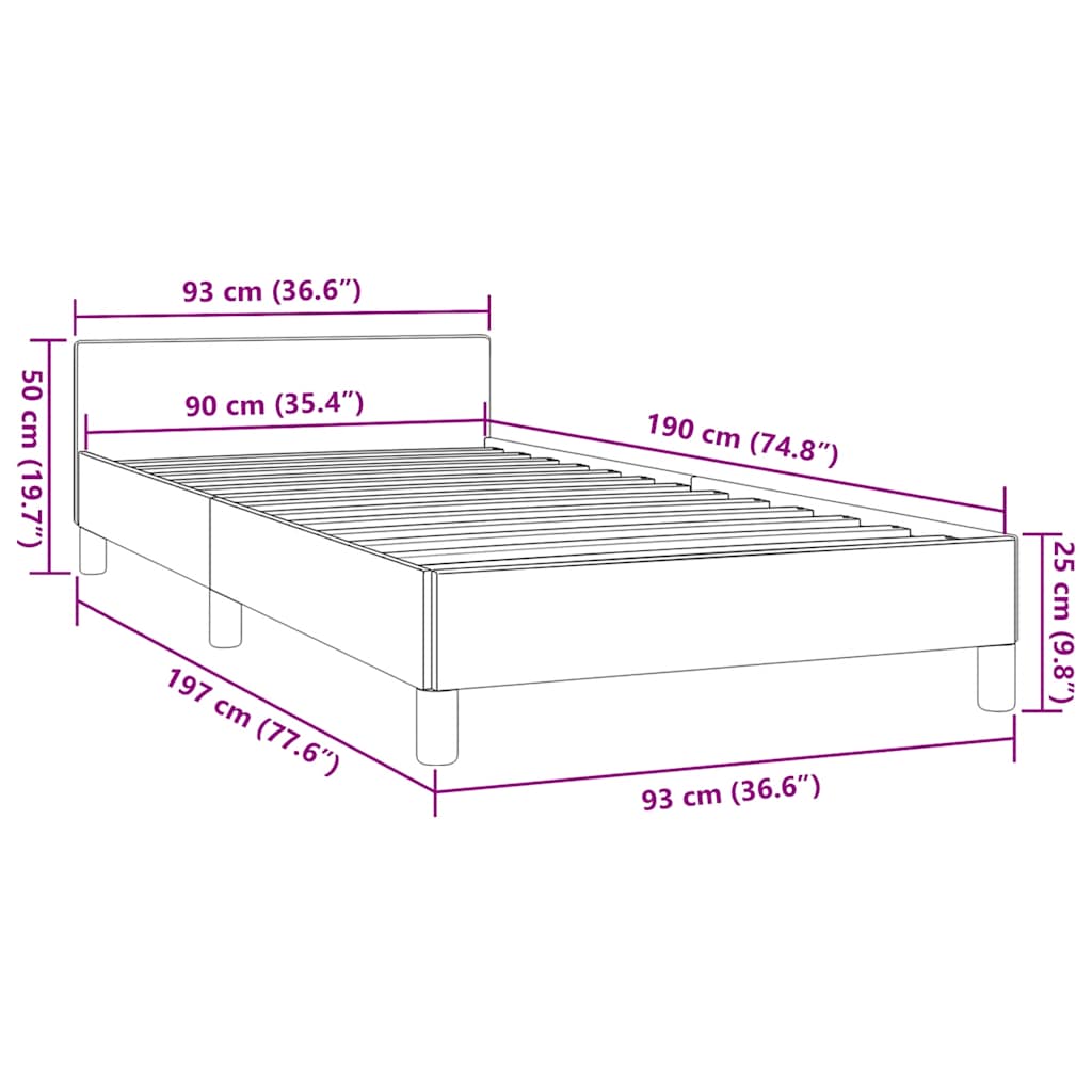 Giroletto senza Materasso Grigio Chiaro 90x190 cm Tessuto | homemem39