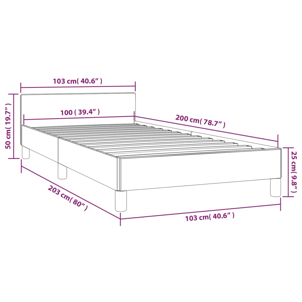 Giroletto senza Materasso Grigio Scuro 100x200 cm Tessuto