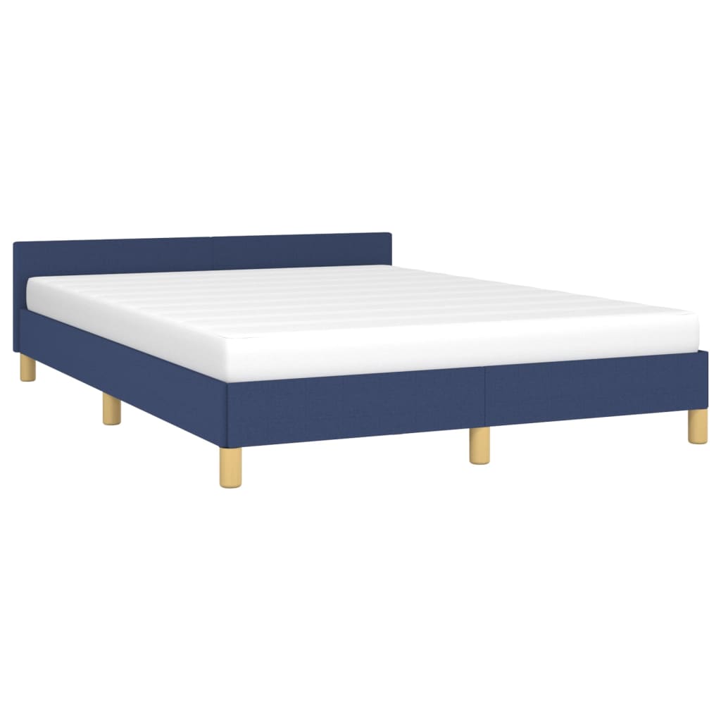 Bed frame with blue headboard 140x190 cm in fabric