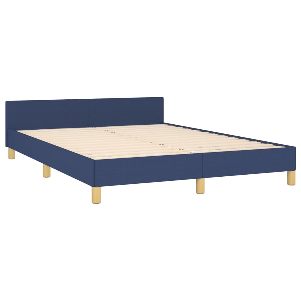 Bed frame with blue headboard 140x190 cm in fabric