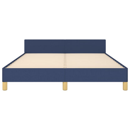 Bed frame with blue headboard 140x190 cm in fabric