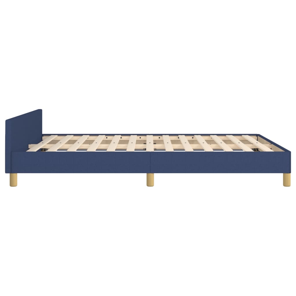 Bed frame with blue headboard 140x190 cm in fabric