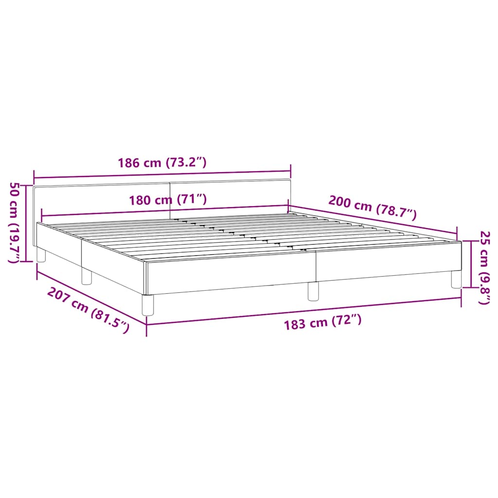 Giroletto senza Materasso Grigio Scuro 180x200 cm Tessuto