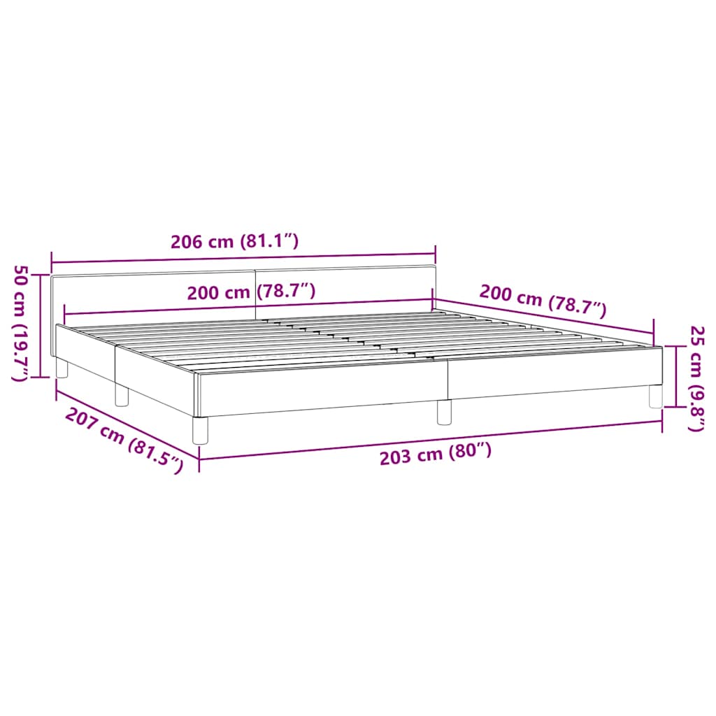 Giroletto senza Materasso Grigio Scuro 200x200 cm Tessuto