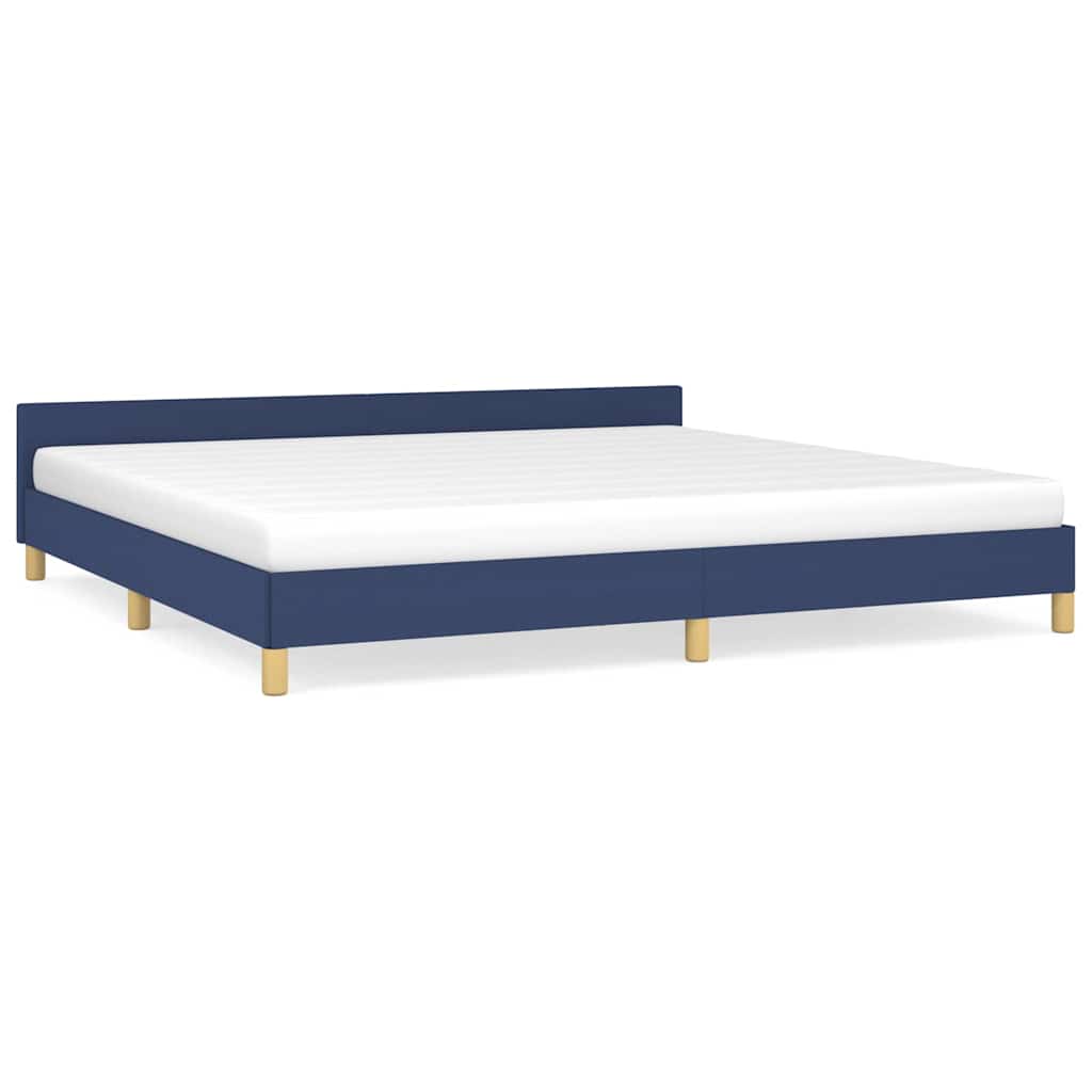 Giroletto con Testiera senza Materasso Blu 200x200 cm Tessuto