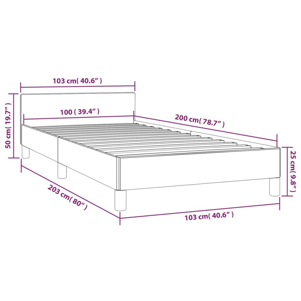 Giroletto con Testiera senza Materasso Bianco 100x200 cm