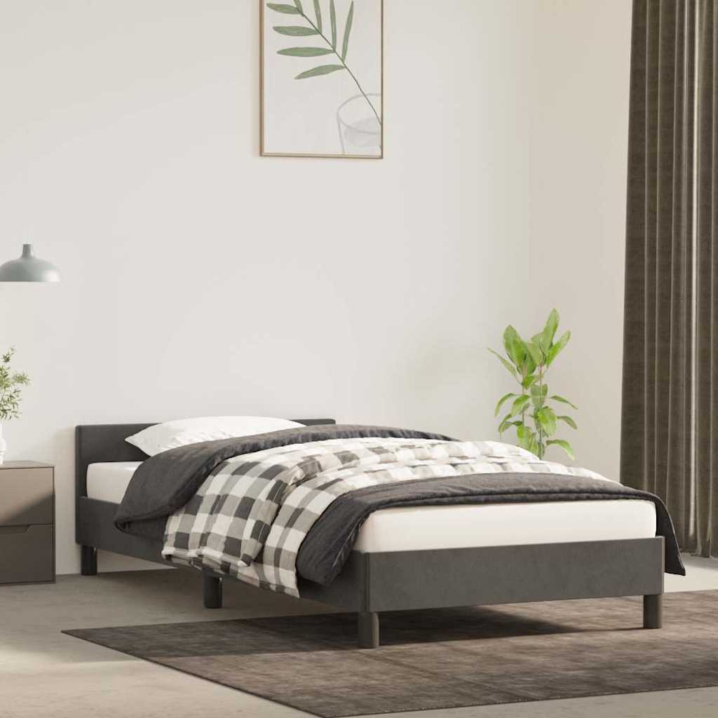Giroletto senza Materasso Grigio Scuro 90x190 cm Velluto