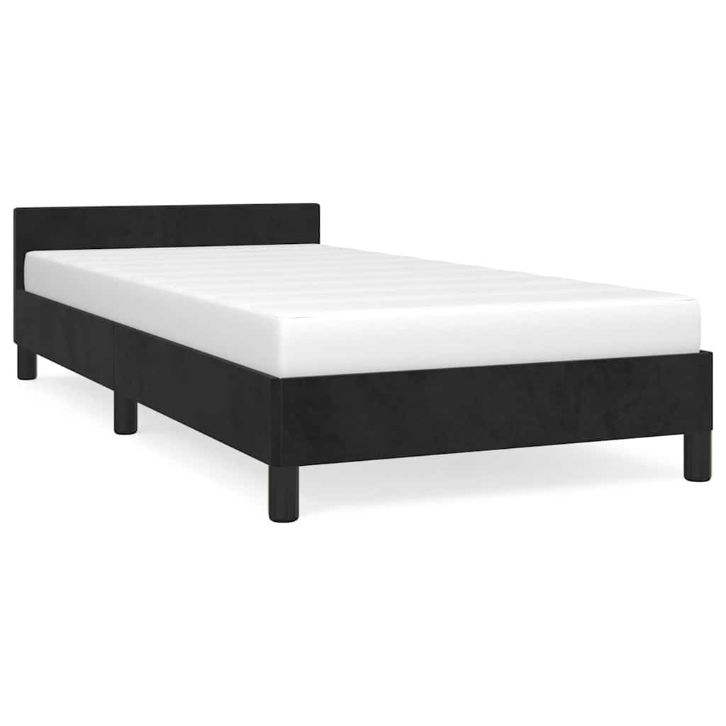 Giroletto con Testiera senza Materasso Nero 90x190 cm Velluto
