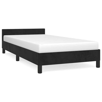 Giroletto con Testiera senza Materasso Nero 90x190 cm Velluto