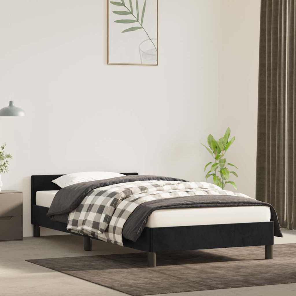 Giroletto con Testiera senza Materasso Nero 90x190 cm Velluto