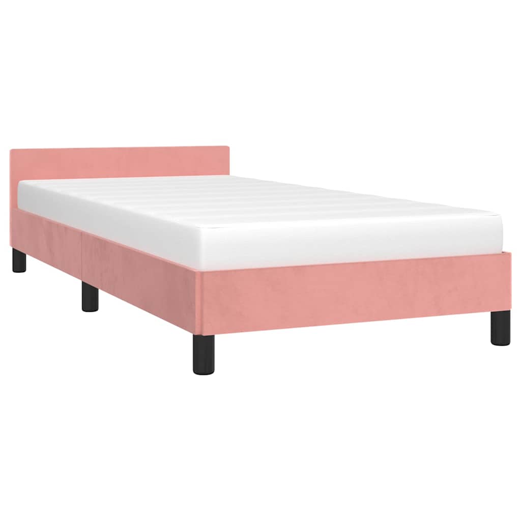 Giroletto con Testiera senza Materasso Rosa 90x190 cm Velluto