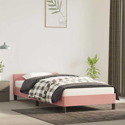 Giroletto con Testiera senza Materasso Rosa 90x190 cm Velluto