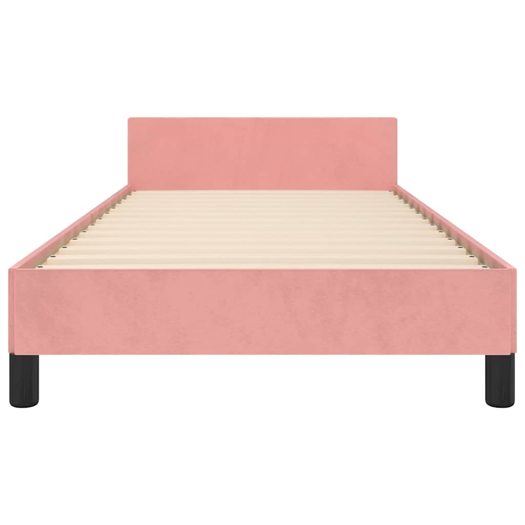Giroletto con Testiera senza Materasso Rosa 90x200 cm Velluto