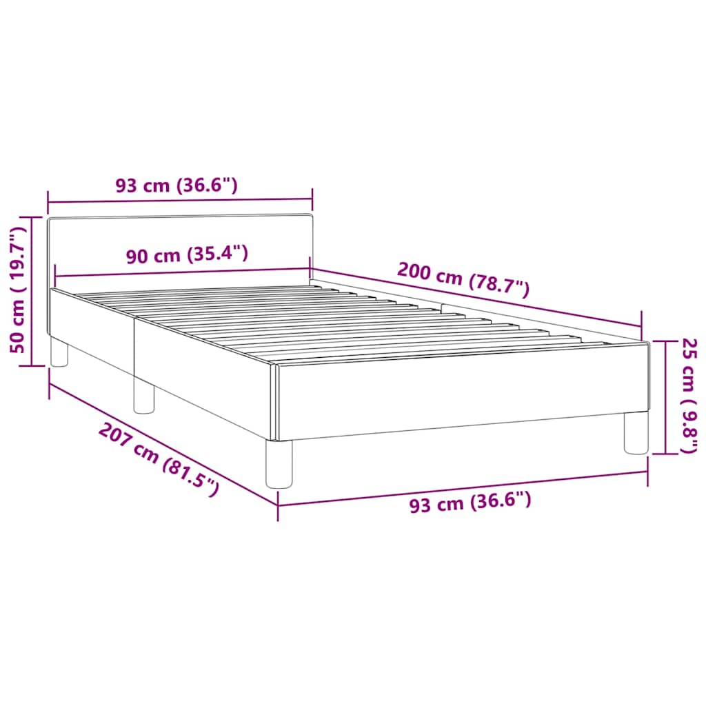 Giroletto con Testiera senza Materasso Rosa 90x200 cm Velluto