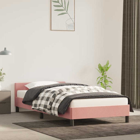 Giroletto con Testiera senza Materasso Rosa 90x200 cm Velluto | homemem39
