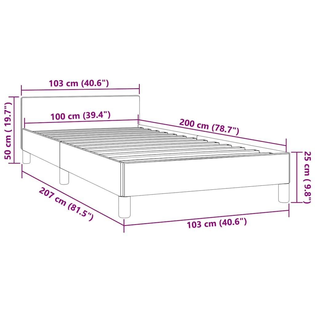 Giroletto senza Materasso Grigio Scuro 100x200 cm Velluto