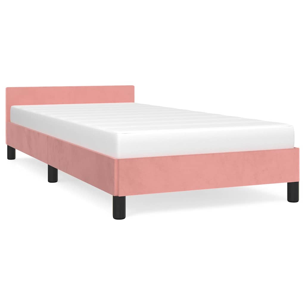 Giroletto con Testiera senza Materasso Rosa 100x200 cm Velluto