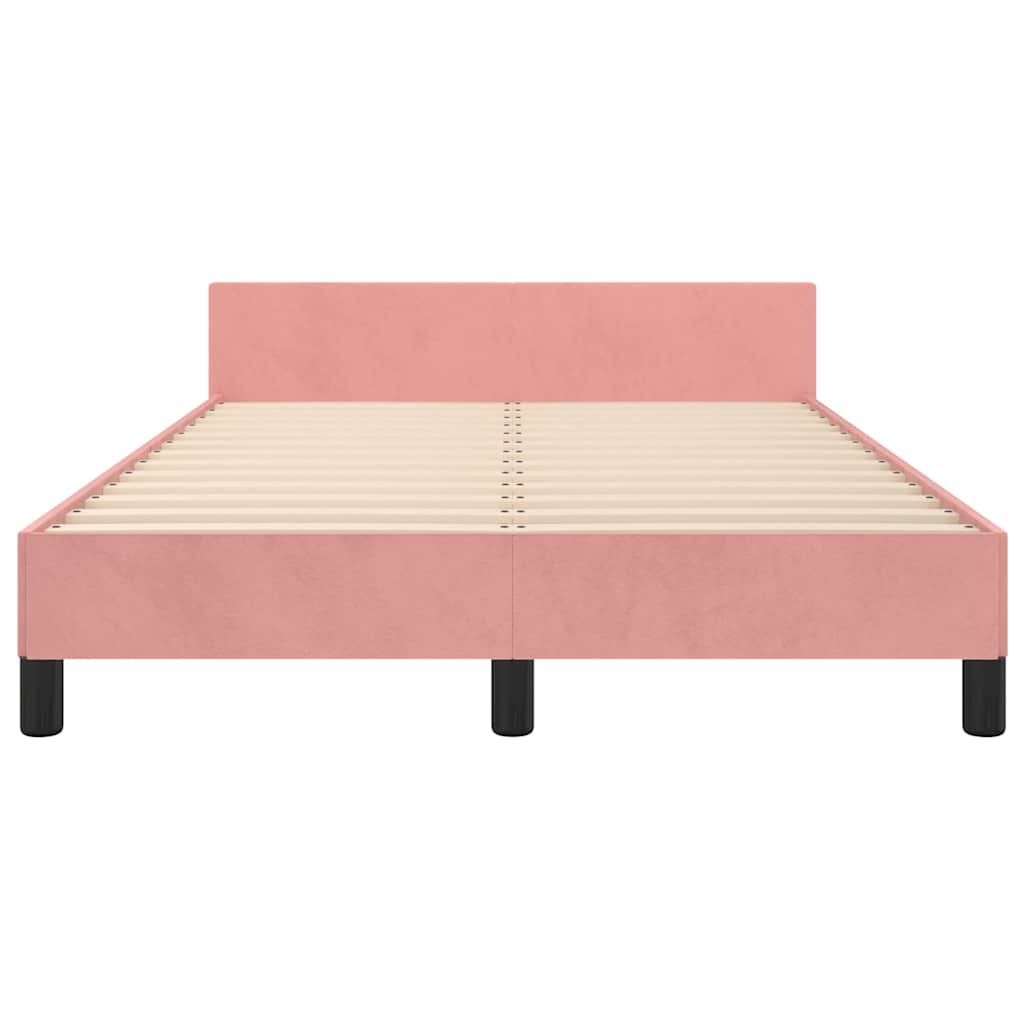 Giroletto con Testiera senza Materasso Rosa 120x200 cm Velluto
