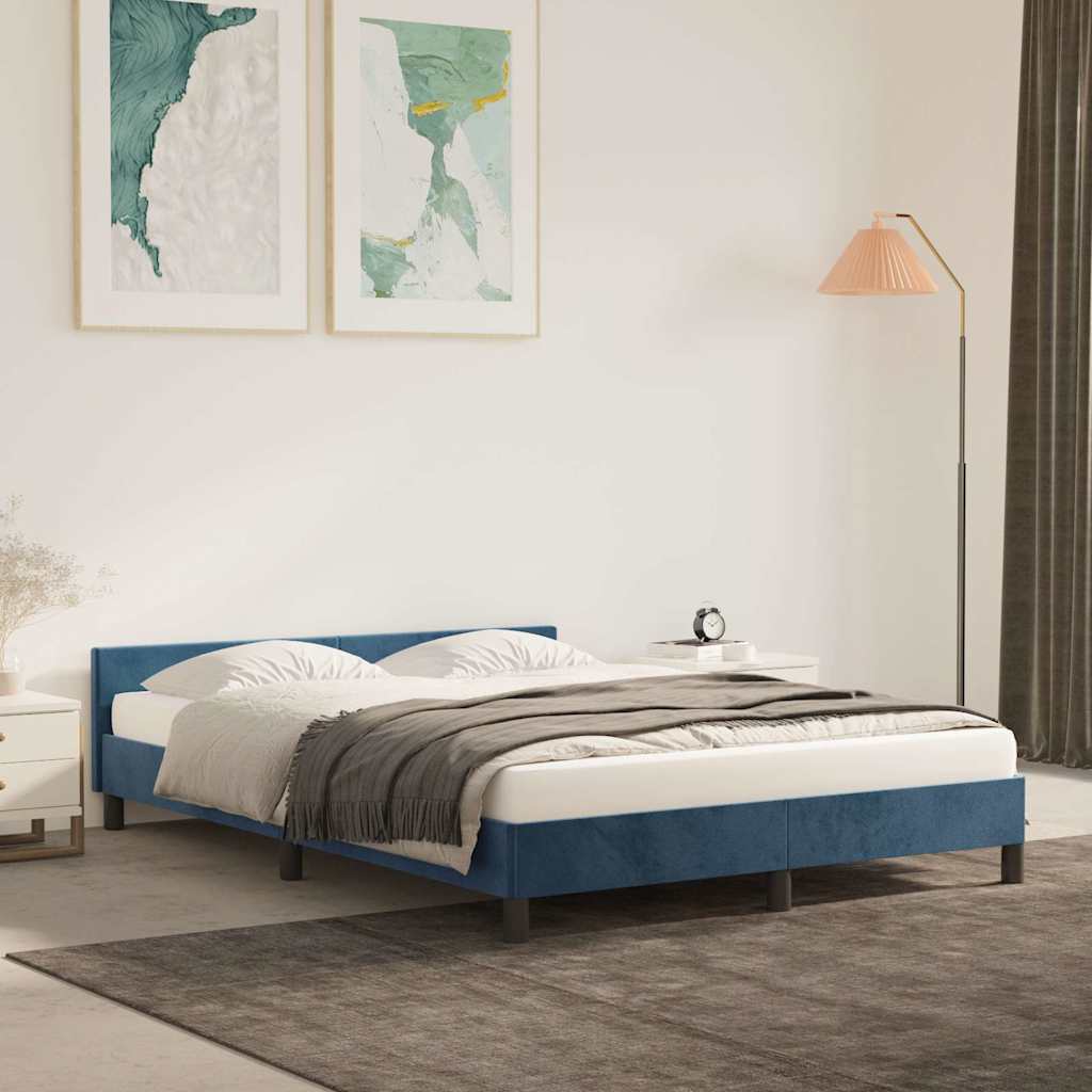Giroletto senza Materasso Blu Scuro 140x190 cm in Velluto - homemem39