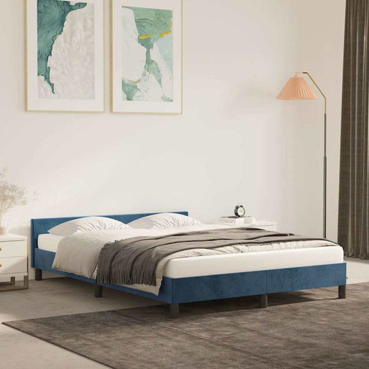 Giroletto senza Materasso Blu Scuro 140x190 cm in Velluto - homemem39