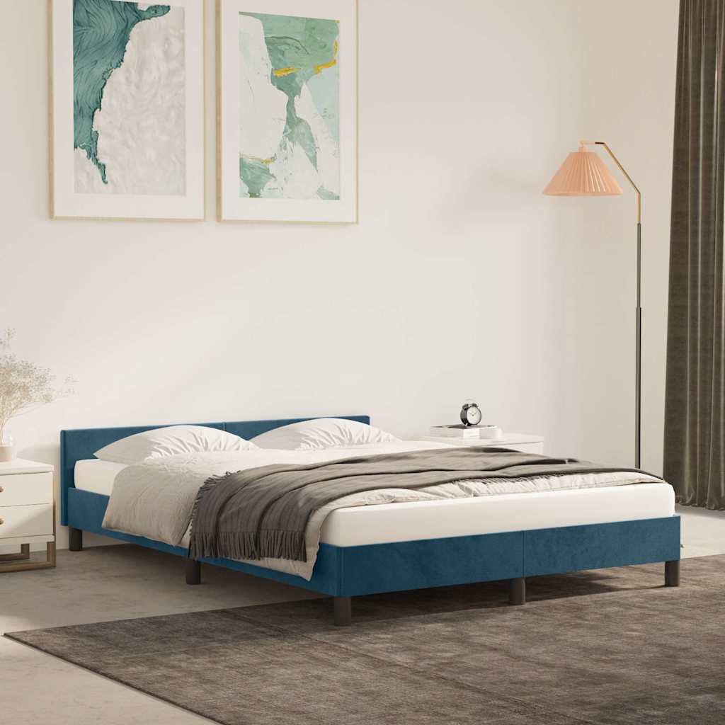 Giroletto senza Materasso Blu Scuro 140x200 cm Velluto