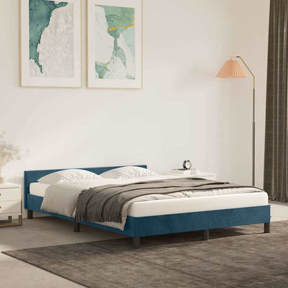 Giroletto senza Materasso Blu Scuro 140x200 cm Velluto