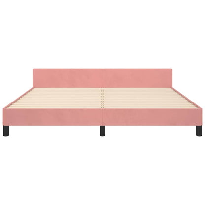 Giroletto con Testiera senza Materasso Rosa 160x200 cm Velluto