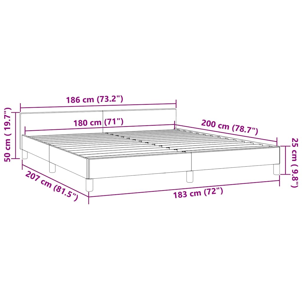 Giroletto senza Materasso Grigio Chiaro 180x200 cm Velluto