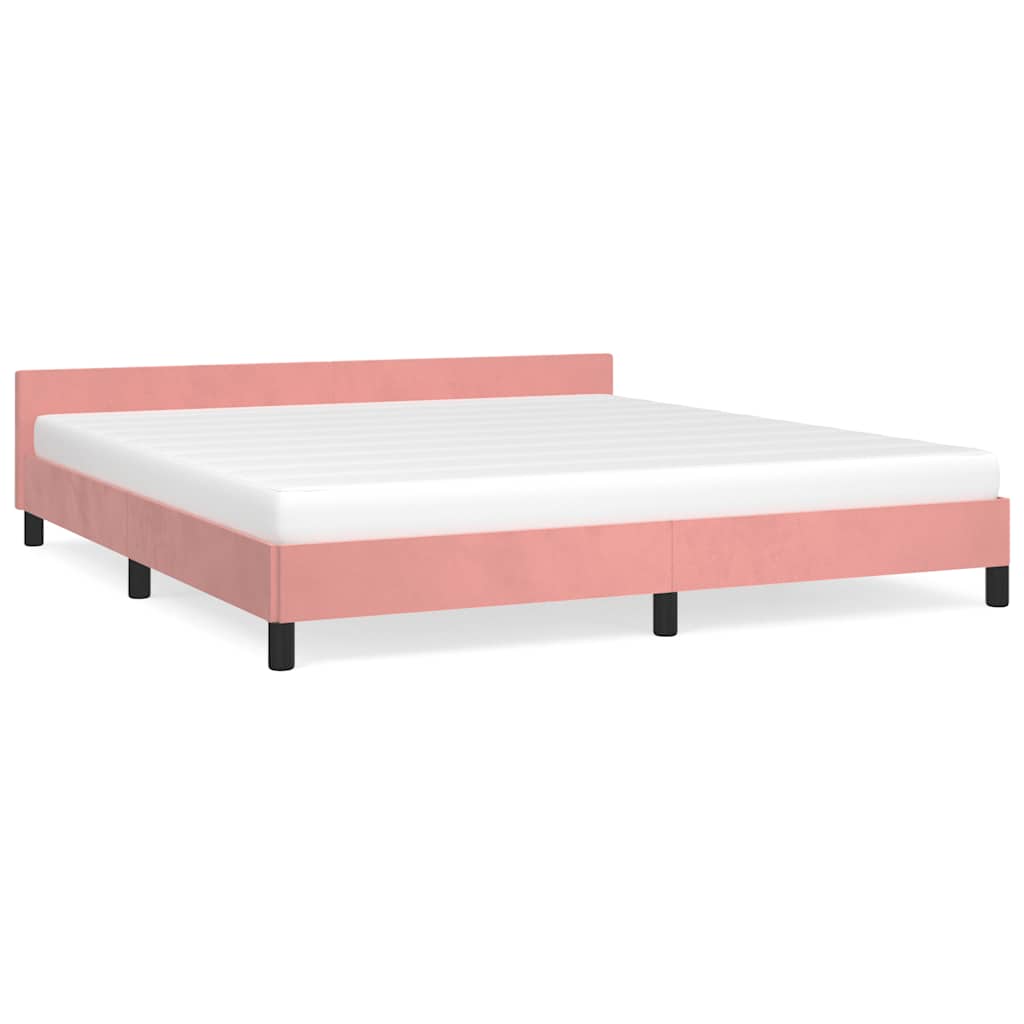 Giroletto con Testiera senza Materasso Rosa 180x200 cm Velluto | homemem39