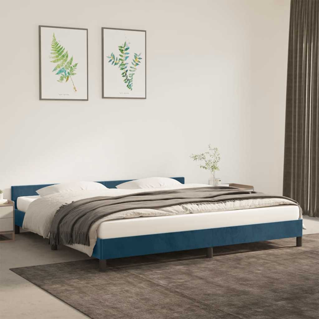 Giroletto senza Materasso Blu Scuro 200x200 cm in Velluto | homemem39