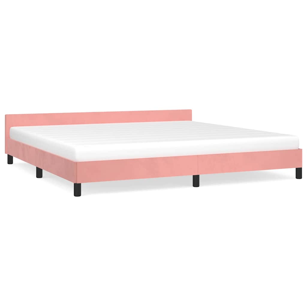 Giroletto con Testiera senza Materasso Rosa 200x200 cm Velluto