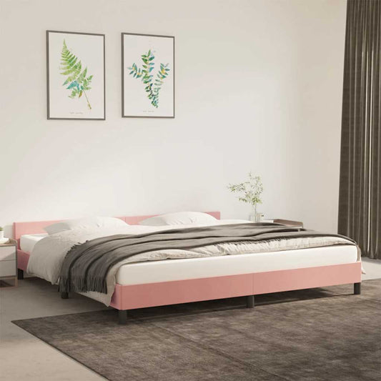 Giroletto con Testiera senza Materasso Rosa 200x200 cm Velluto | homemem39
