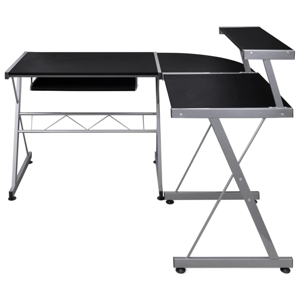 Scrivania Computer Angolare Nera 132x112x99cm Legno Multistrato | homemem39