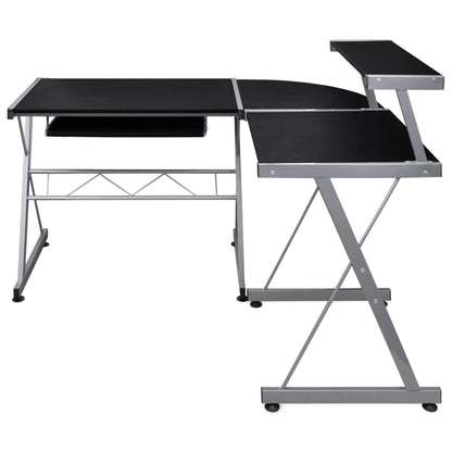 Scrivania Computer Angolare Nera 132x112x99cm Legno Multistrato | homemem39