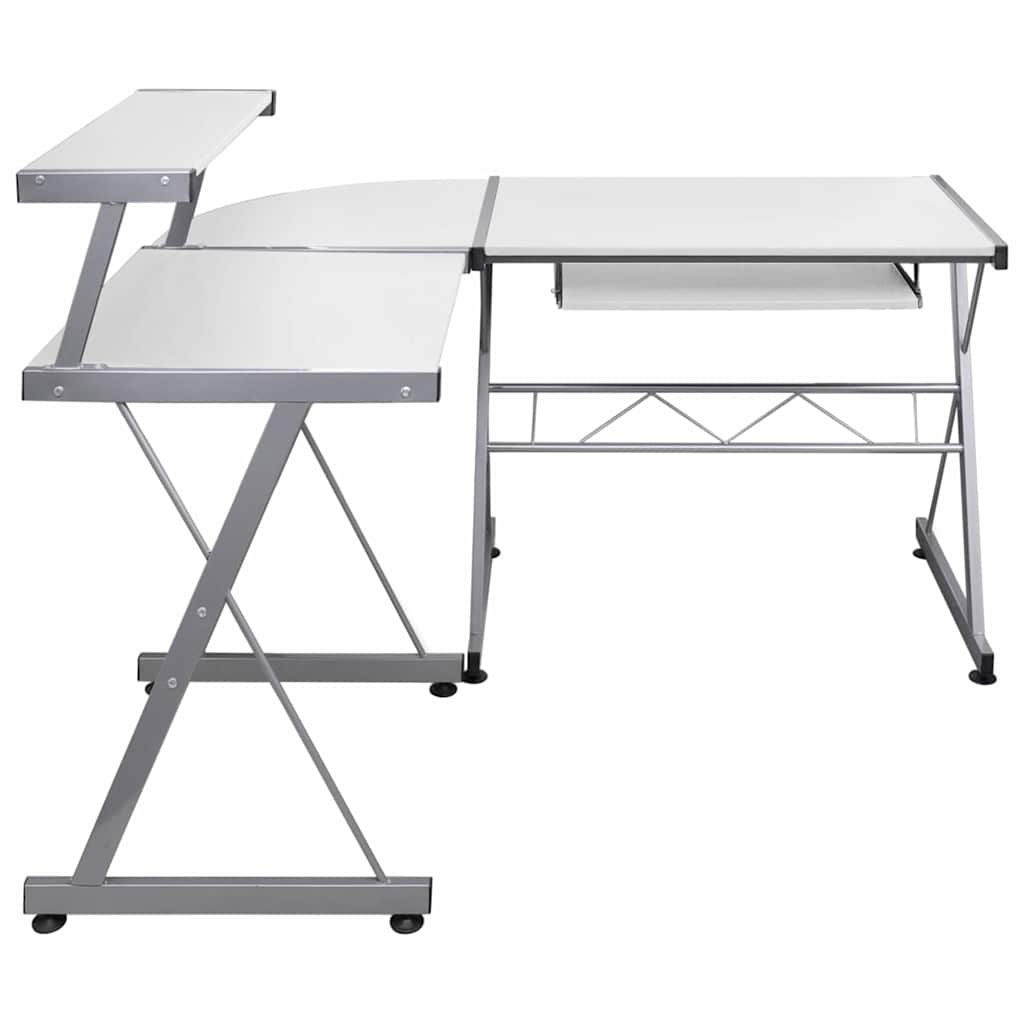 Scrivania Computer Angolare Bianca 132x112x99 Legno Multistrato | homemem39