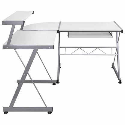 Scrivania Computer Angolare Bianca 132x112x99 Legno Multistrato | homemem39