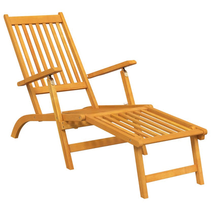 Outdoor Deckchair with Footrest and Table in Solid Acacia