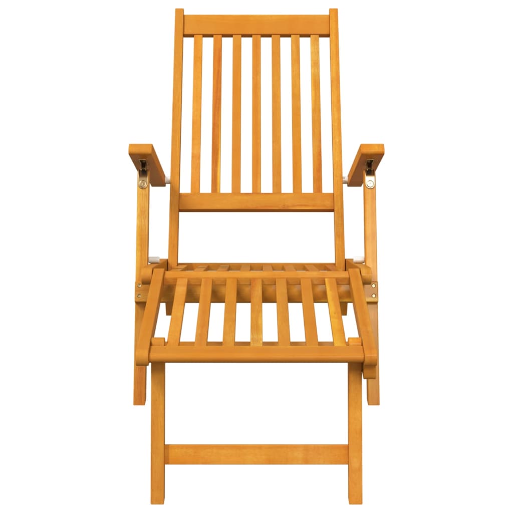 Outdoor Deckchair with Footrest and Table in Solid Acacia